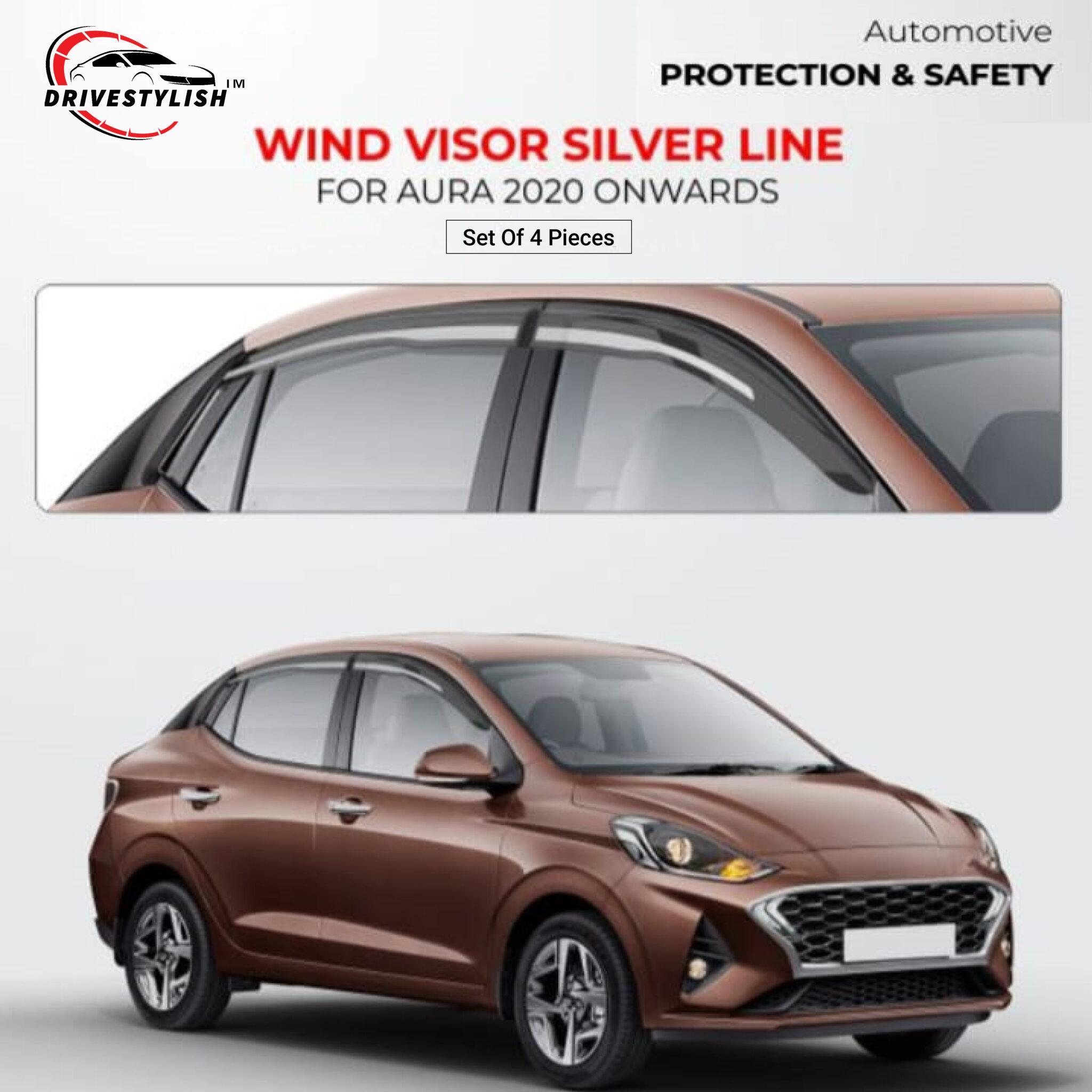 Hyundai Aura Wind Visor – Silver Line