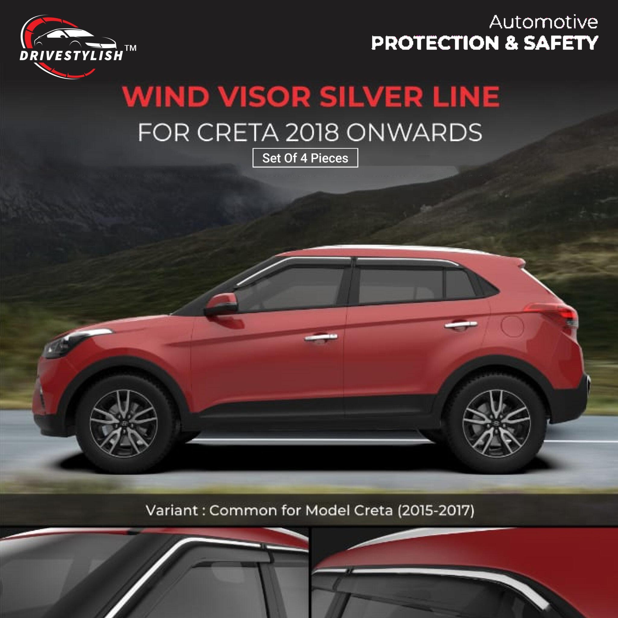 Hyundai Creta (2018) Wind Visor – Chrome Insert