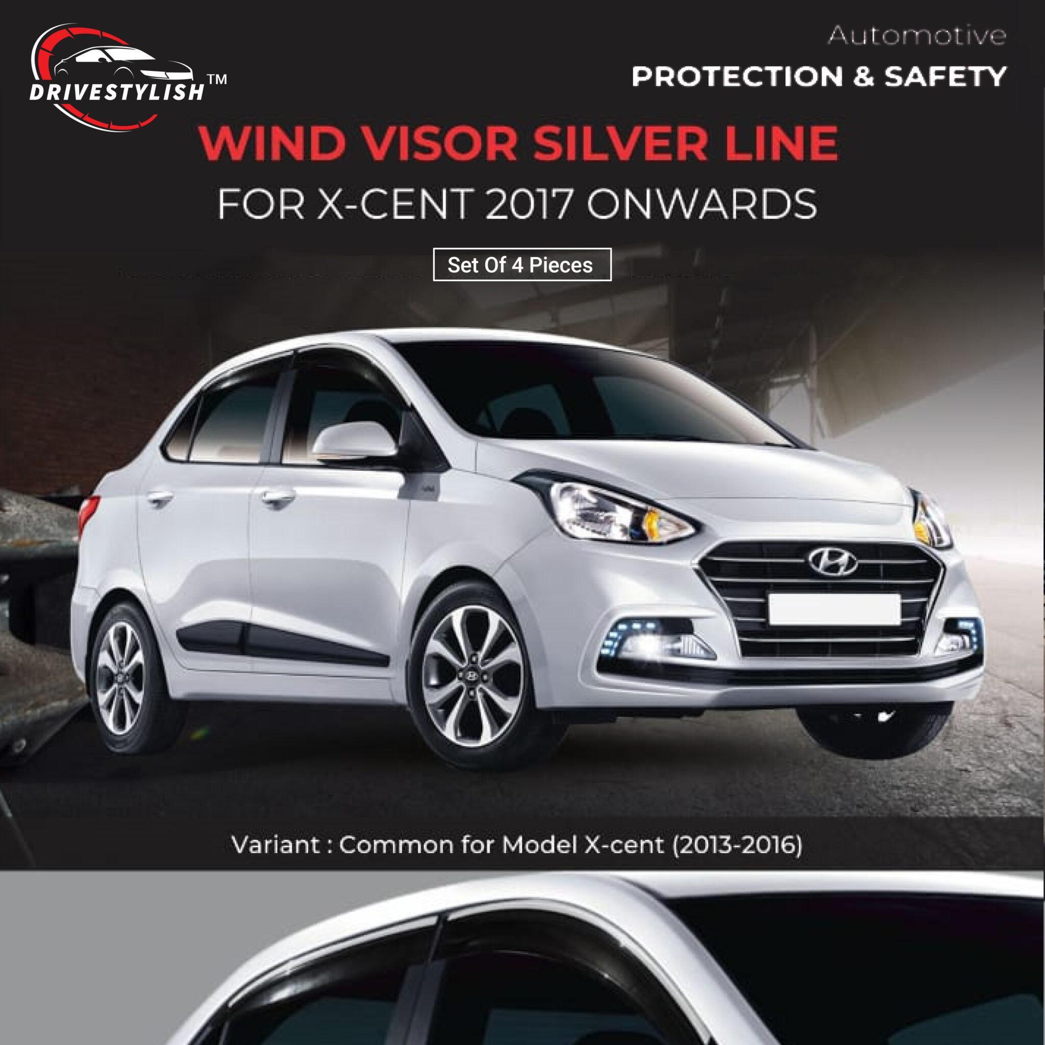 Hyundai X-cent (2017) Door Visor – Silver Line