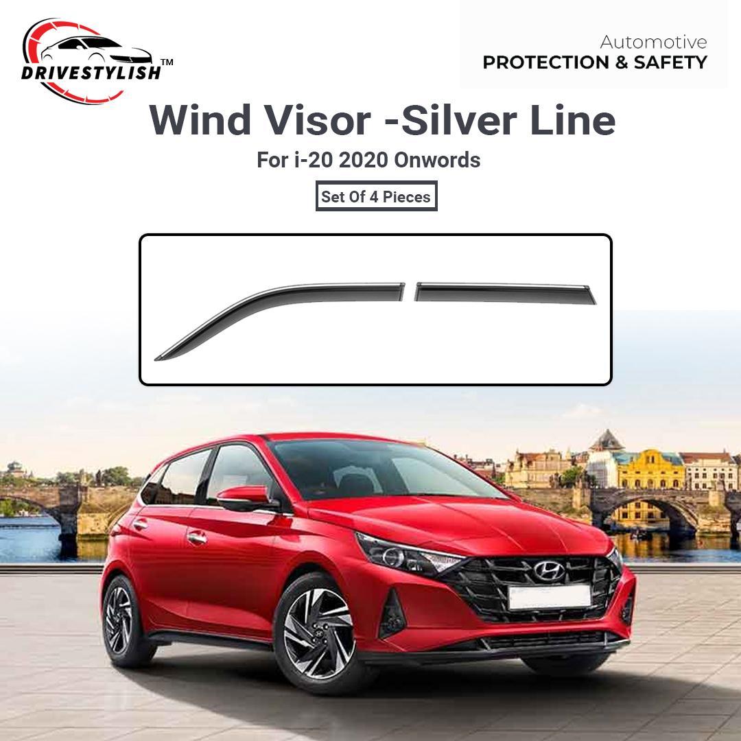 Hyundai i-20 (2020) Door Visor – Silver Line