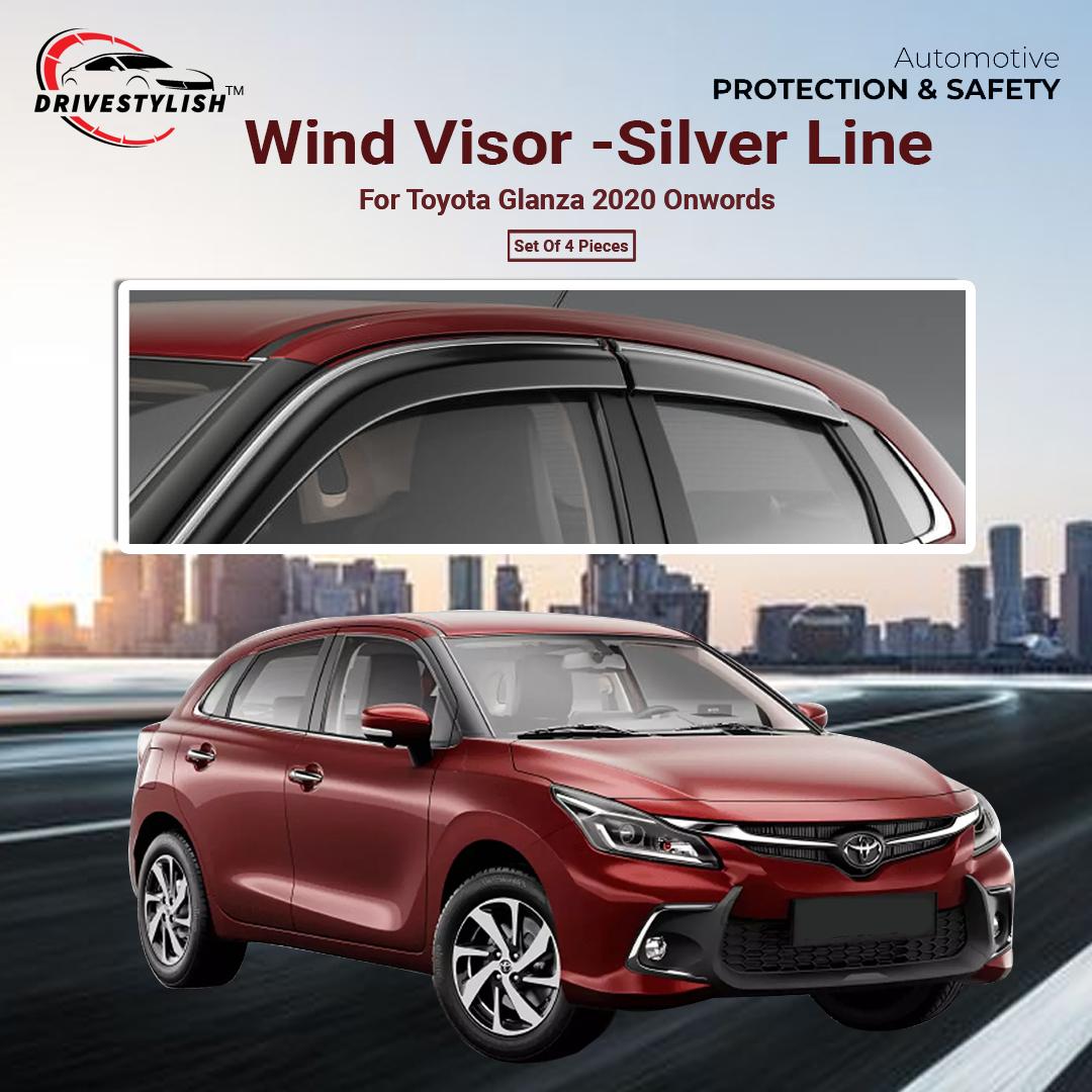 Toyota Glanza Wind Visor – Silver Line