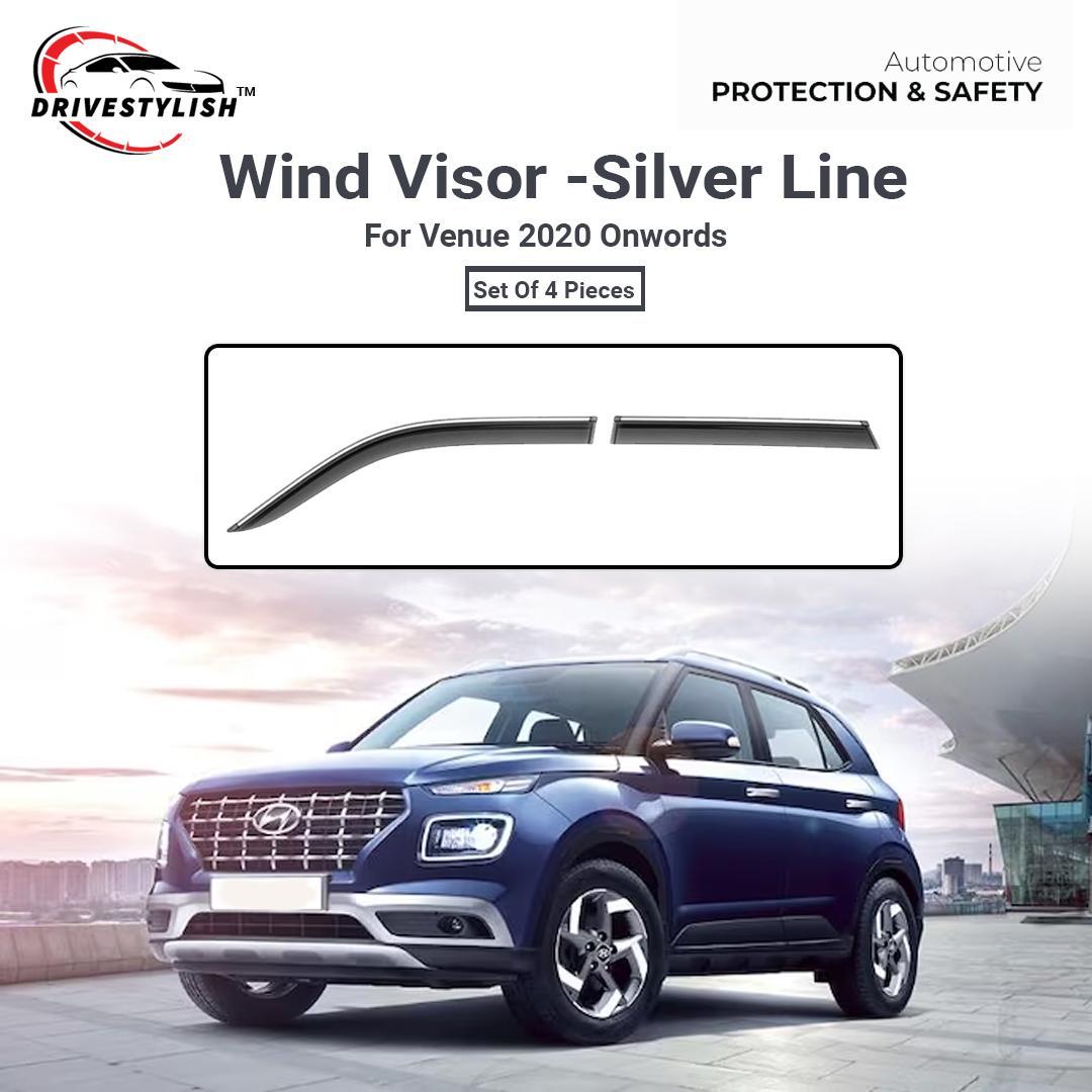 Hyundai Venue Wind Visor – Silver Line