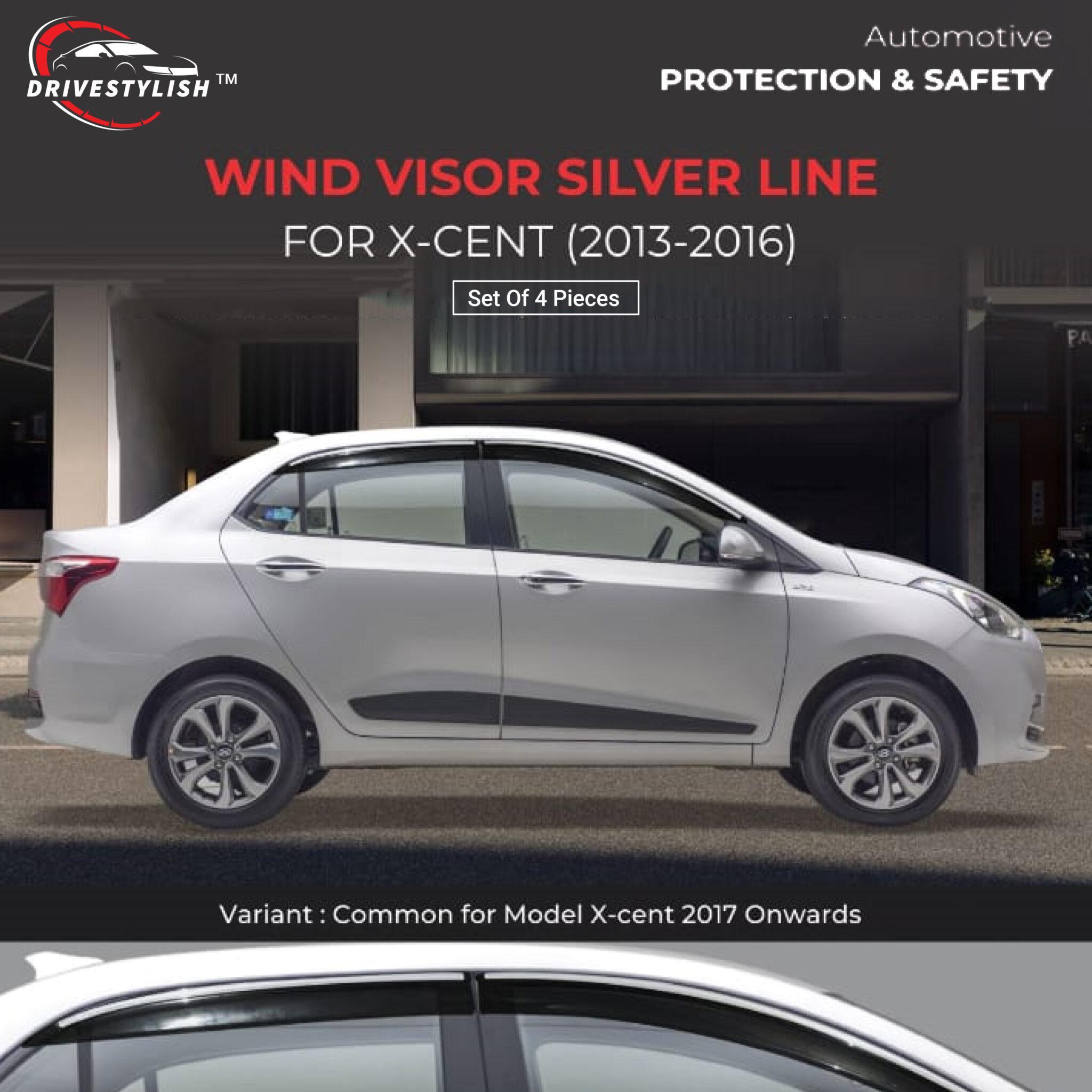 Hyundai Xcent Wind Visor – Silver Line