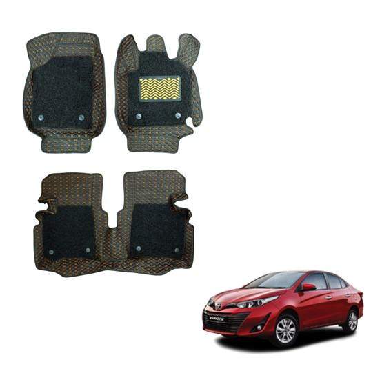 Toyota Yaris Luxurious 7D Mats - Silver/Tan Colour