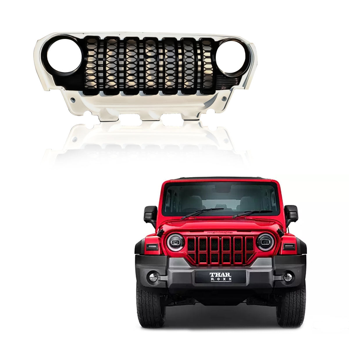 New Thar/Roxx Wrangler Style Bumper Grill - Red, White, Grey And Black