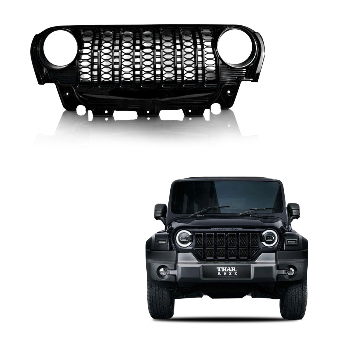 New Thar/Roxx Wrangler Style Bumper Grill - Red, White, Grey And Black