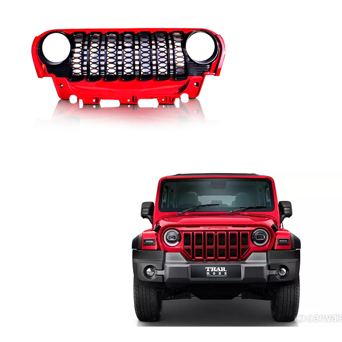  New Thar/Roxx Wrangler Style Bumper Grill - Red, White, Grey And Black