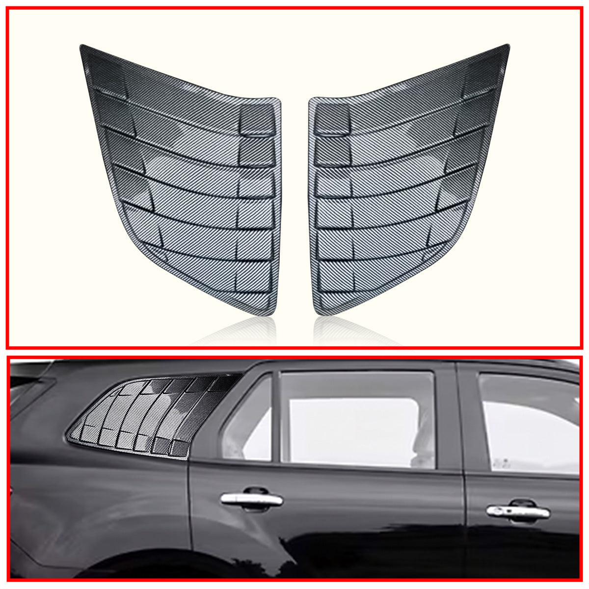 Ford Endeavour Rear Window Side Louvers || Carbon Fiber And Glossy Black Finish