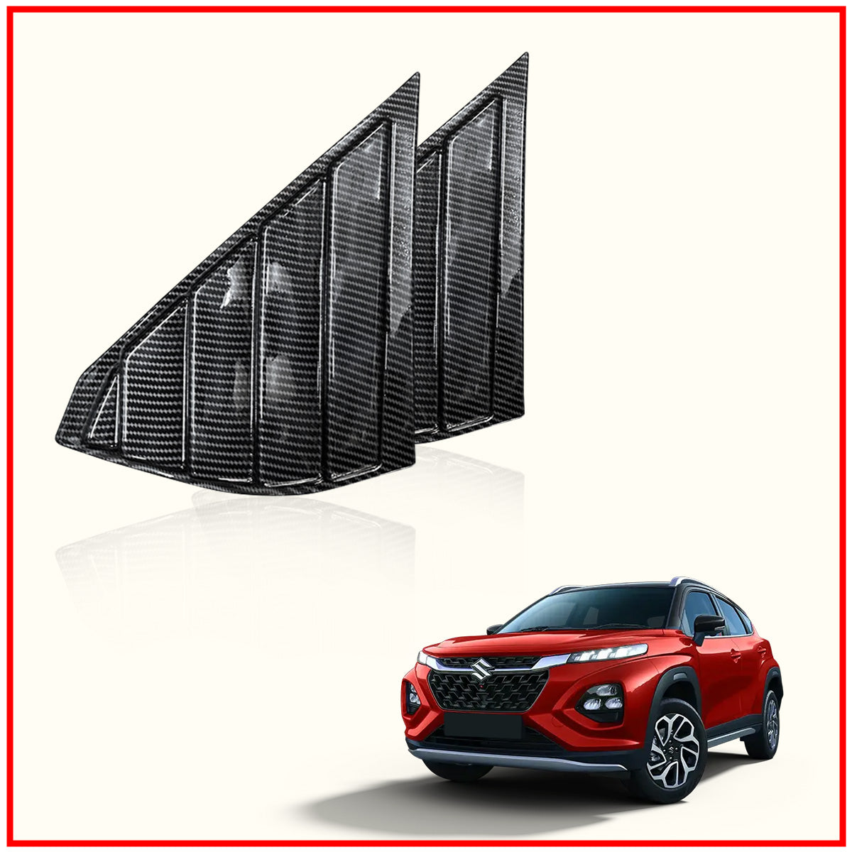 Fronx Rear Window Side Louvers || Carbon Fiber And Glossy Black Finish