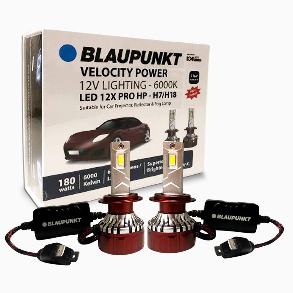 Blaupunkt Car LED 12X PRO HP H7 180-Watt Headlight | 6000K | 6500 Lumens | High Power | 2 Year Warranty