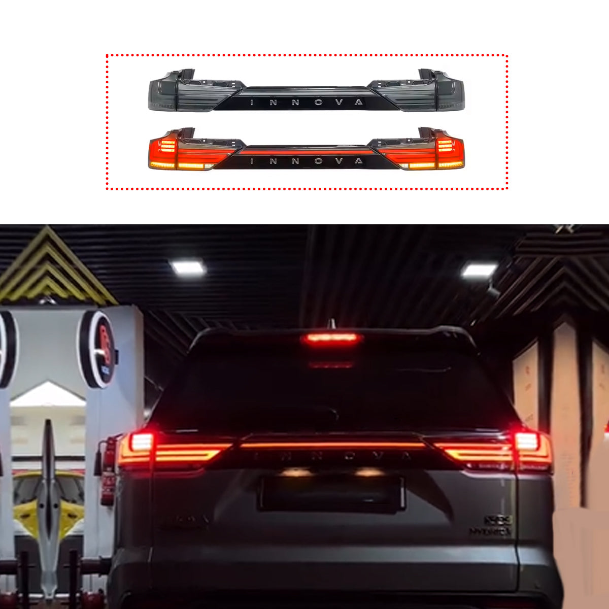 Tail Lights for Innova Hycross with LED Smoke || Red 