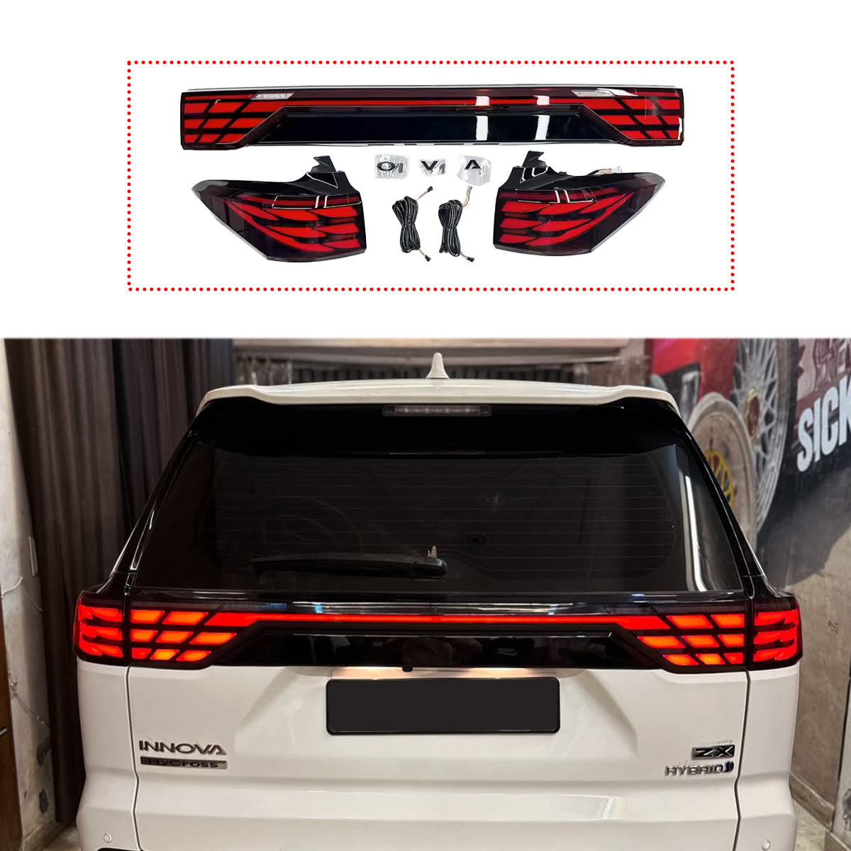 Tail Lights for Innova Hycross Alphard Style Smoke || Red