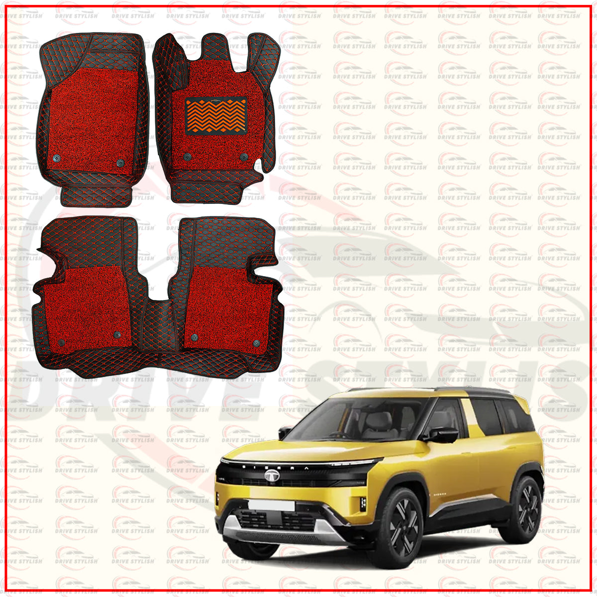 7D Mats for Tata Sierra in Red 