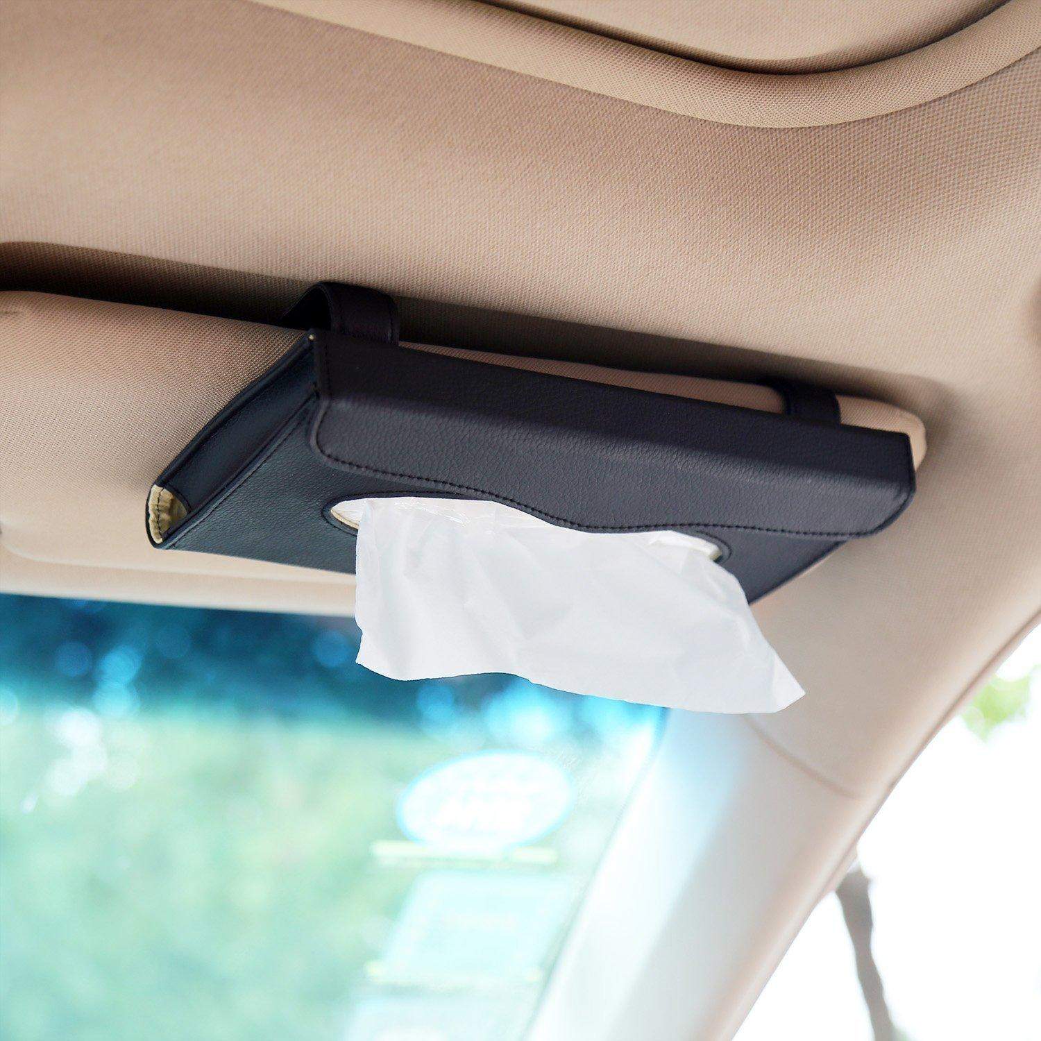 DriveStylish Leatherette Car Tissue Box For Sun Visor