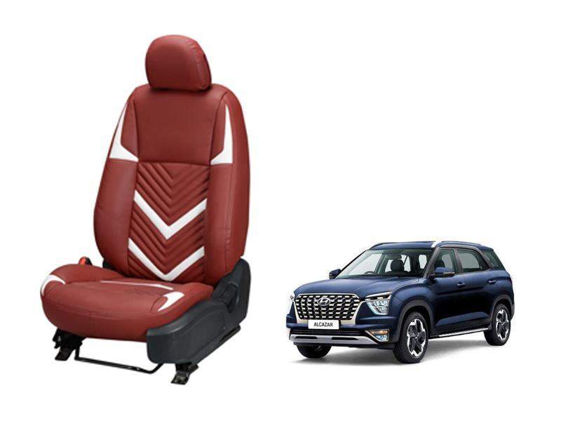 Hyundai Alcazar Art Leather Seat Cover in Zig-Zag Design