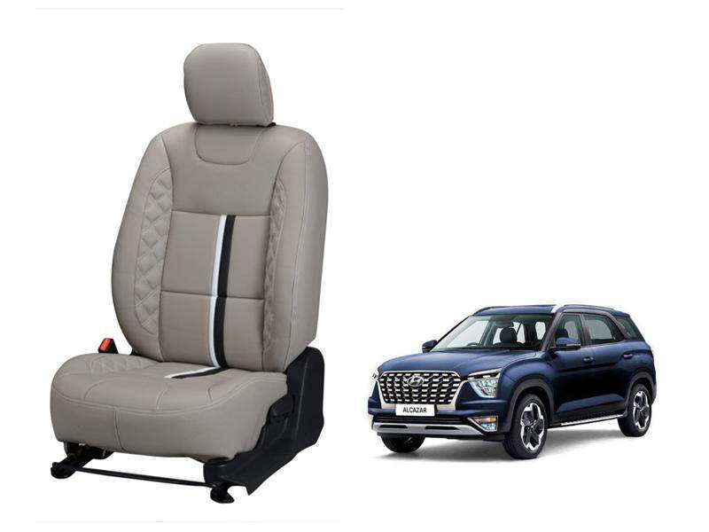 Hyundai Alcazar Nappa Leather Seat Cover - Trace Design