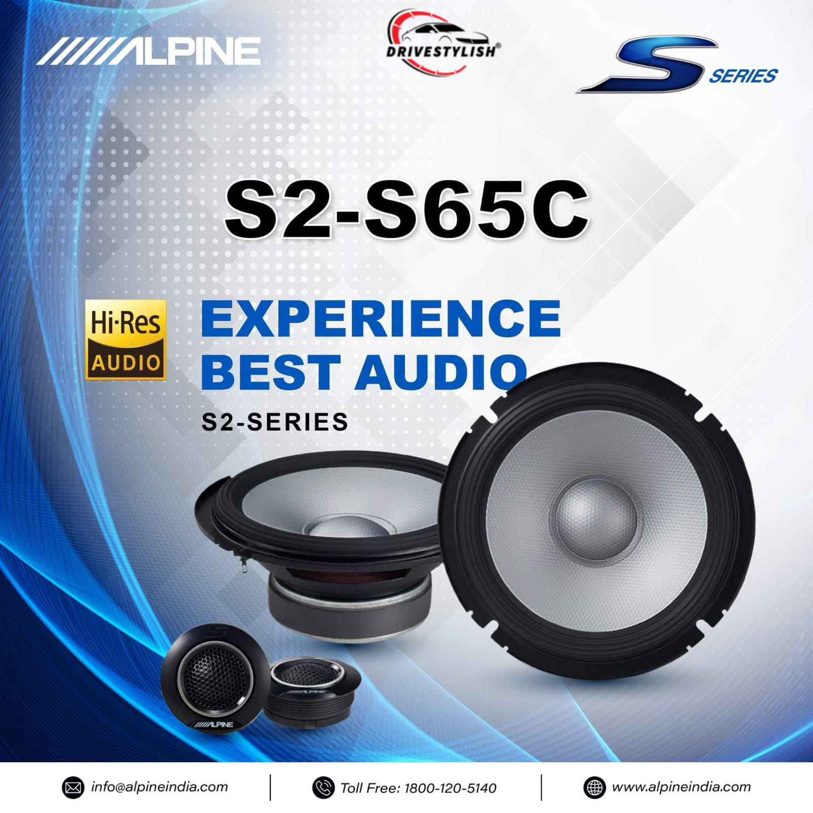  Alpine S2-S65C- 2-Way Component Speakers