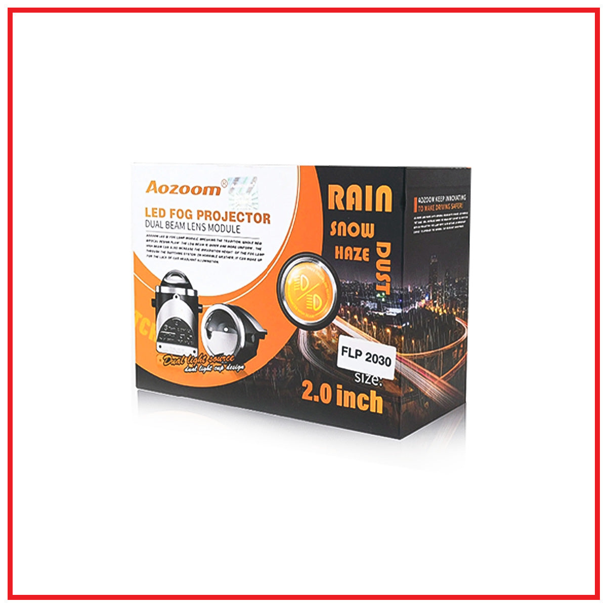  Aozoom FLP 2030 LED Fog Lamp Projector | 2.0 Inch Dual Beam Lens | 90W, 5500K, High White Brightness
