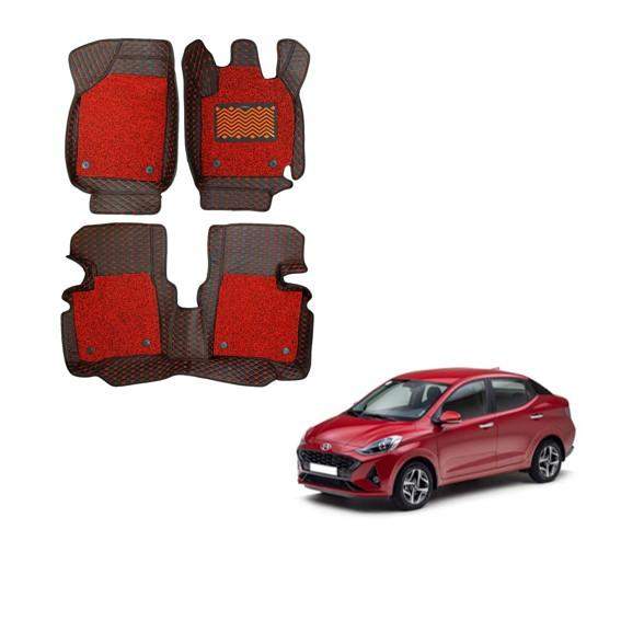 Hyundai Aura Spacious 7D Mat Carpet - Black/Red Colour