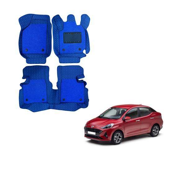 Hyundai Aura Deluxe 7D Foot Mats - Blue Colour