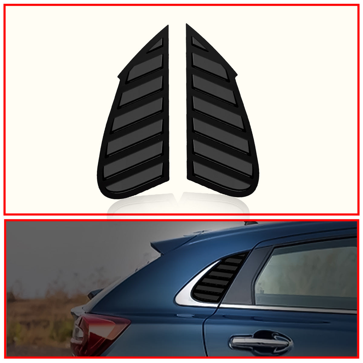 Baleno Rear Window Side Louvers || Carbon Finish