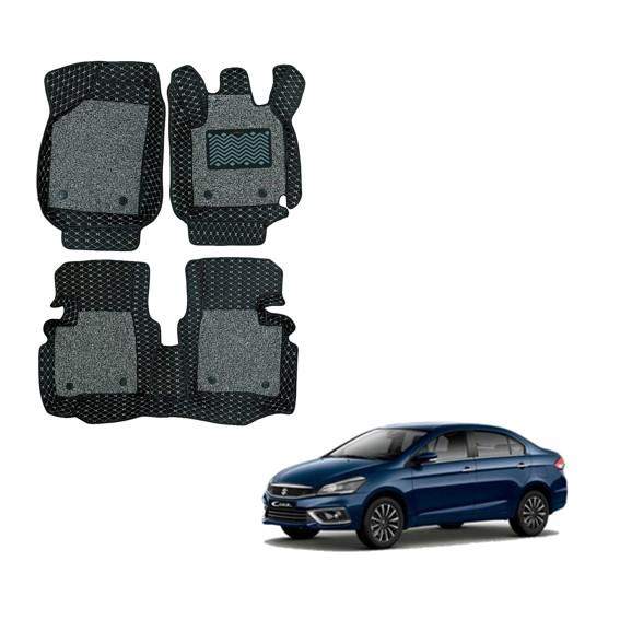 Maruti Suzuki Ciaz Luxurious 7D Mat Carpet - Black/Grey Colour