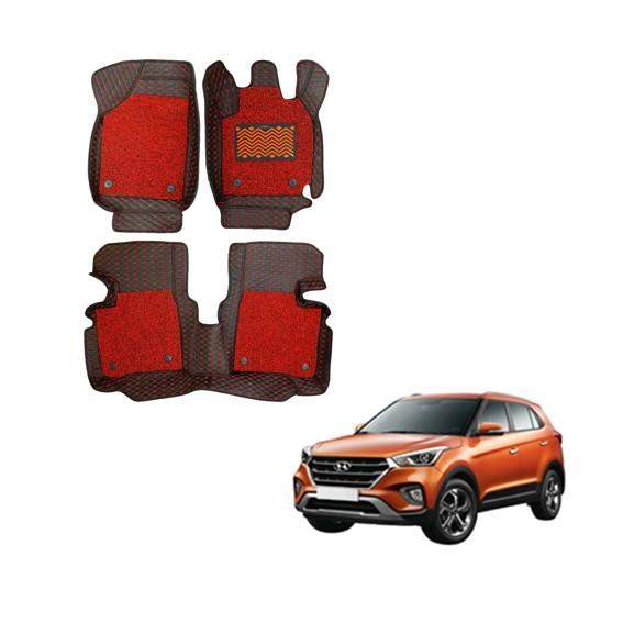 Hyundai Creta (2018) Attractive Floor Mats - Black/Red Colour