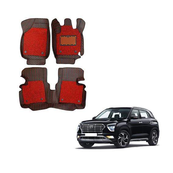 Hyundai Creta (2020) Spacious Floor Mats - Black/Red Colour