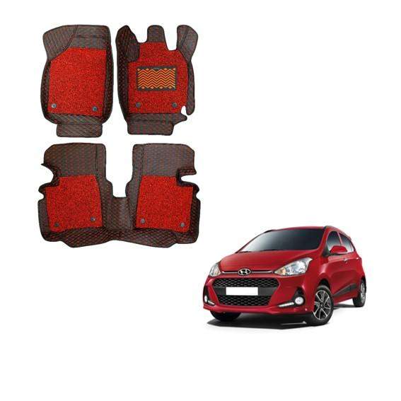 Hyundai Grand i-10 Superior 7D Floor Mats - Black/Red Colour