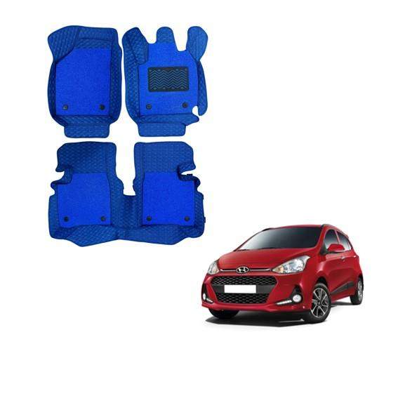 Hyundai Grand i-10 Stylish 7D Foot Mats - Blue Colour