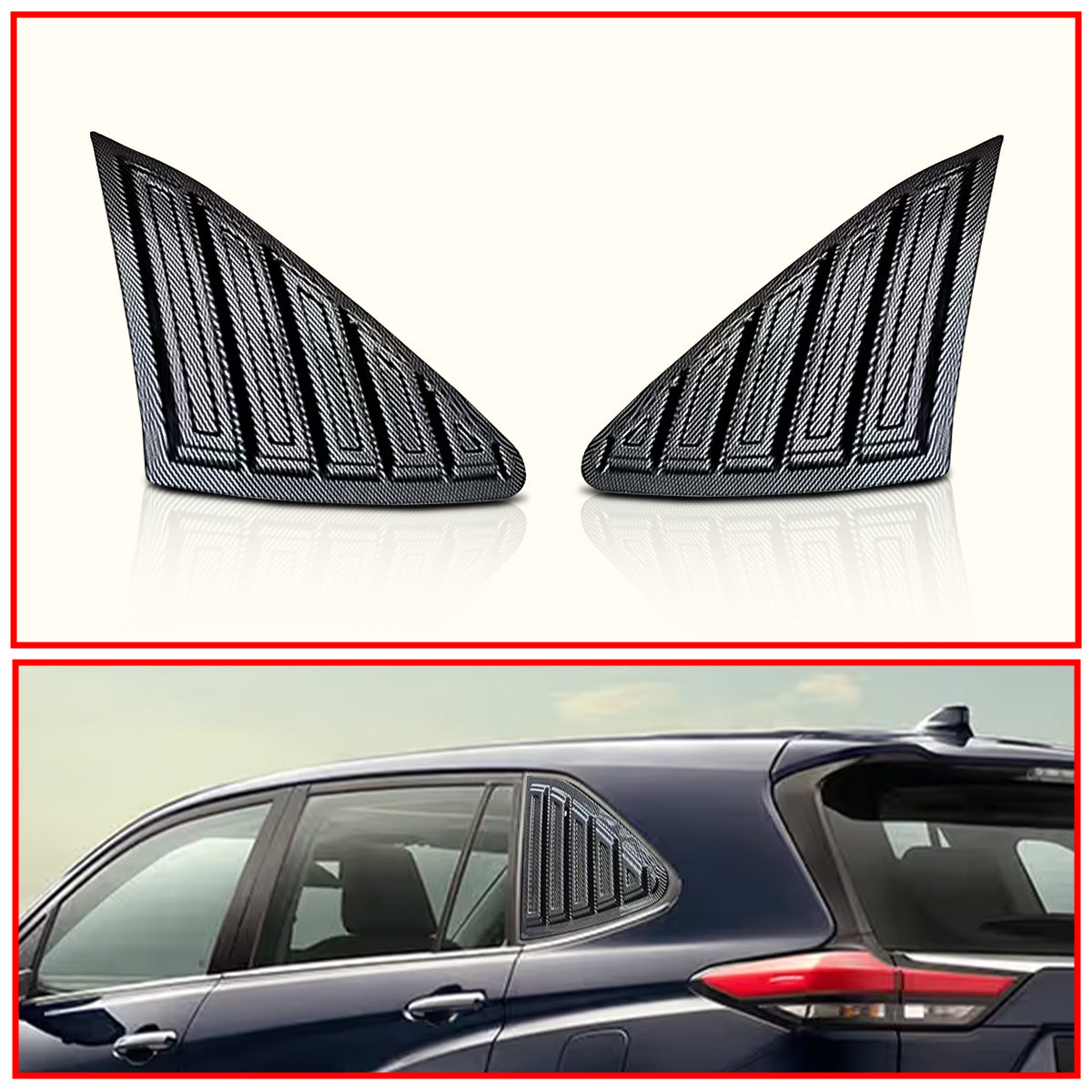 Hycross Rear Window Side Louvers || Carbon Fiber And Glossy Black Finish