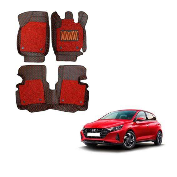 Hyundai i-20 (2020) Attractive 7D Mats - Black/Red Colour