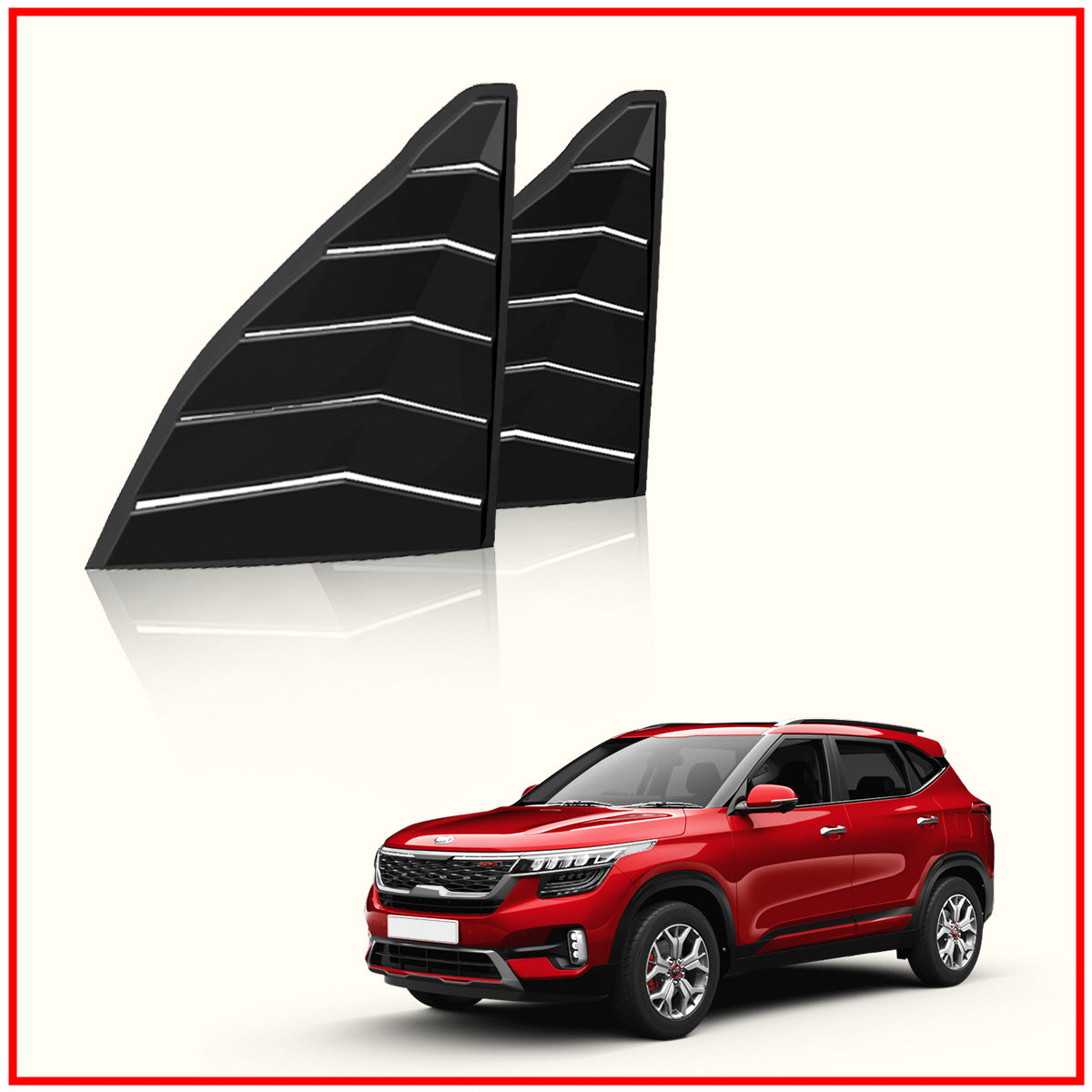 Kia Seltos Rear Window Side Louvers || Glossy Black Finish