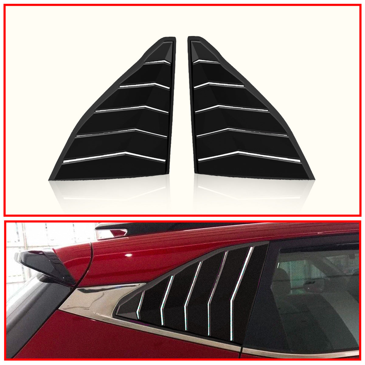 Kia Seltos Rear Window Side Louvers || Glossy Black Finish