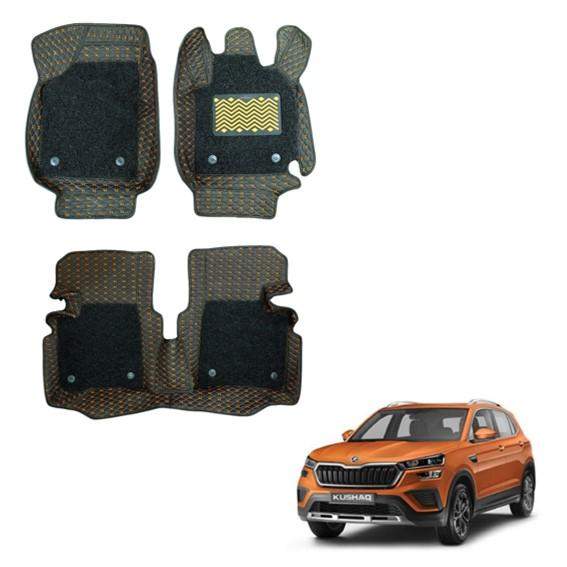 Skoda Kushaq Luxury 7D Mats - Black/Tan Colour