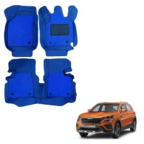 Waterproof 7D Mats for Skoda Kushaq - Blue Colour