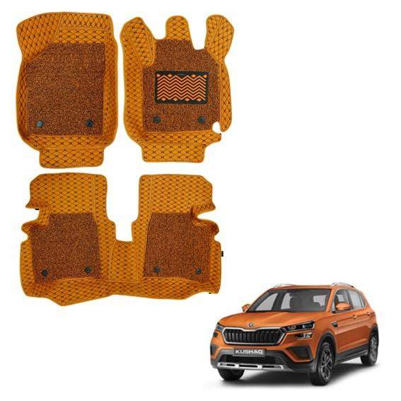 Skoda Kushaq Deluxe Floor Mats - Tan Colour