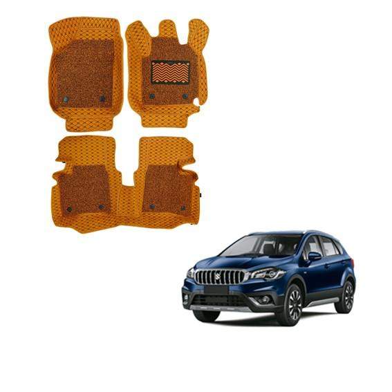 Maruti Suzuki S-Cross Premium 7D Foot Mats - Tan Colour