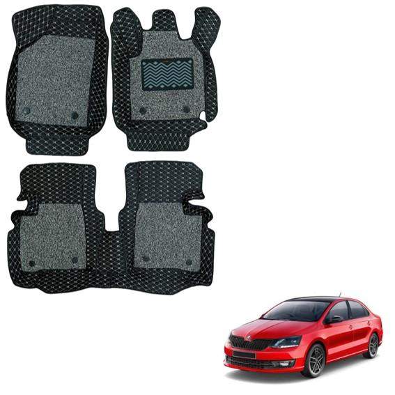 Luxurious 7D Mats for Skoda Rapid - Black/Grey Colour