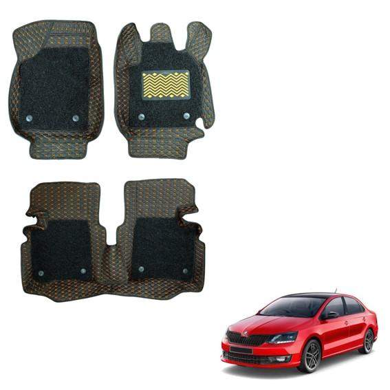 Skoda Rapid Luxury Floor Mats - Black/Tan Colour