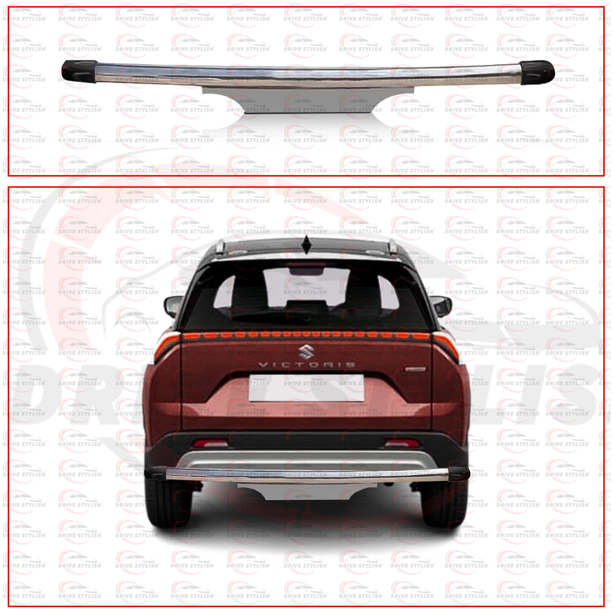 Rear Bumper Guard for Maruti Suzuki Victoris || Steel With Car Name Plate