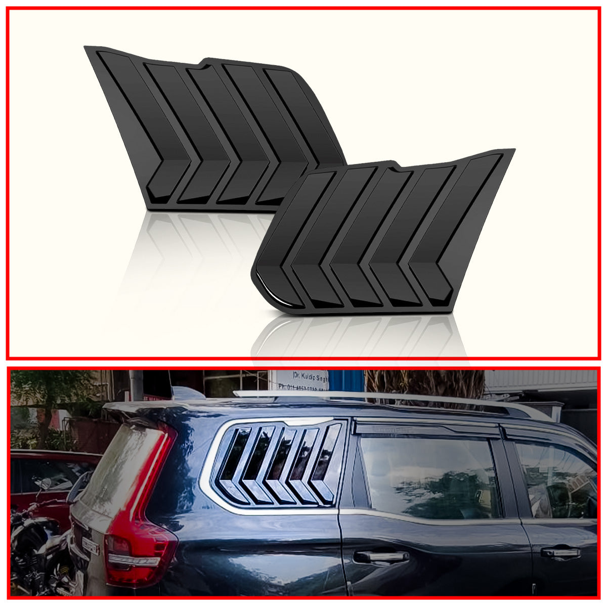 Scorpio-N Rear Window Side Louvers || Glossy Black Finish