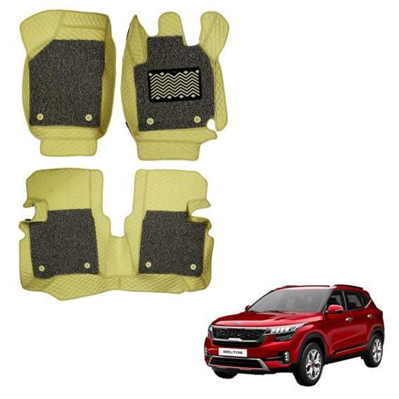 Kia Seltos Deluxe 7D Foot Mats - Beige Colour