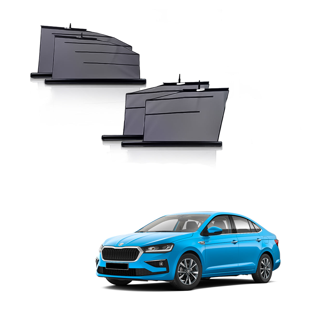 Skoda Slavia Automatic window roller curtains | Car Roller Retractable Sun Shades