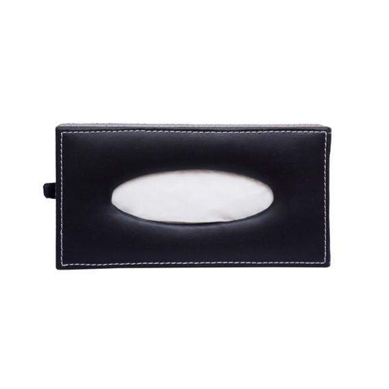 Leatherette Car Tissue Box For Dashboard Black