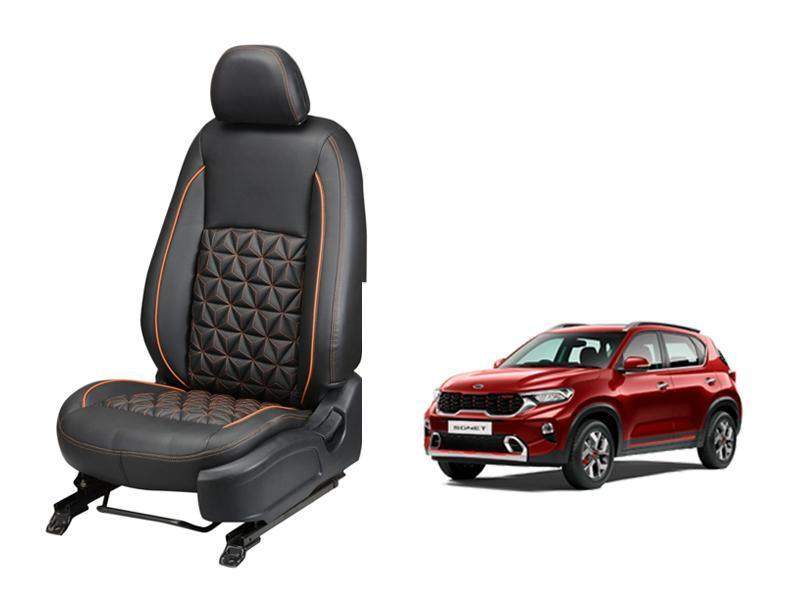 Kia Sonet Nappa Leather Seat Cover in Diamond-Cut Series