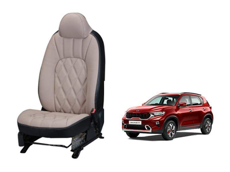 Kia Sonet Art Leather Seat Cover - Threading Design