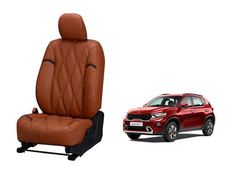 Kia Sonet Nappa Leather Seat Cover - Kite Design