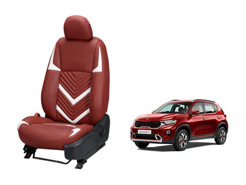 Kia Sonet Art Leather Seat Cover in Zig-Zag Design