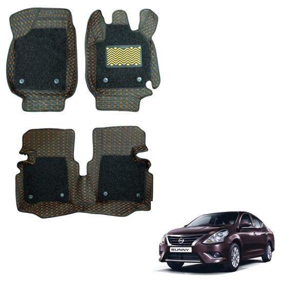 Nissan Sunny Luxury 7D Foot Mats - Black/Tan Colour